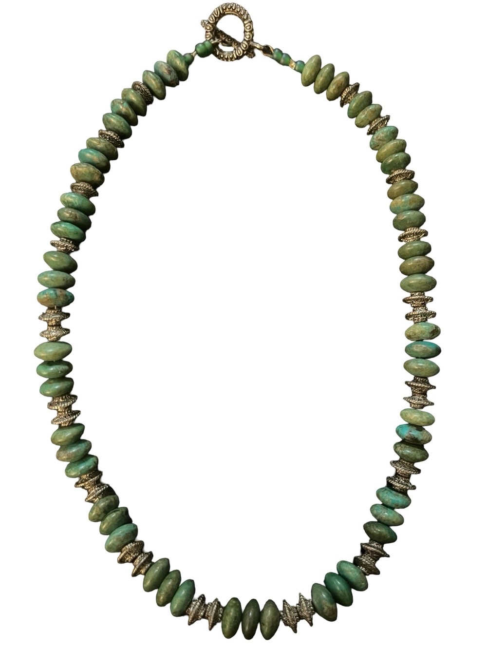 Sage green turquoise necklace boho statement natural 16"